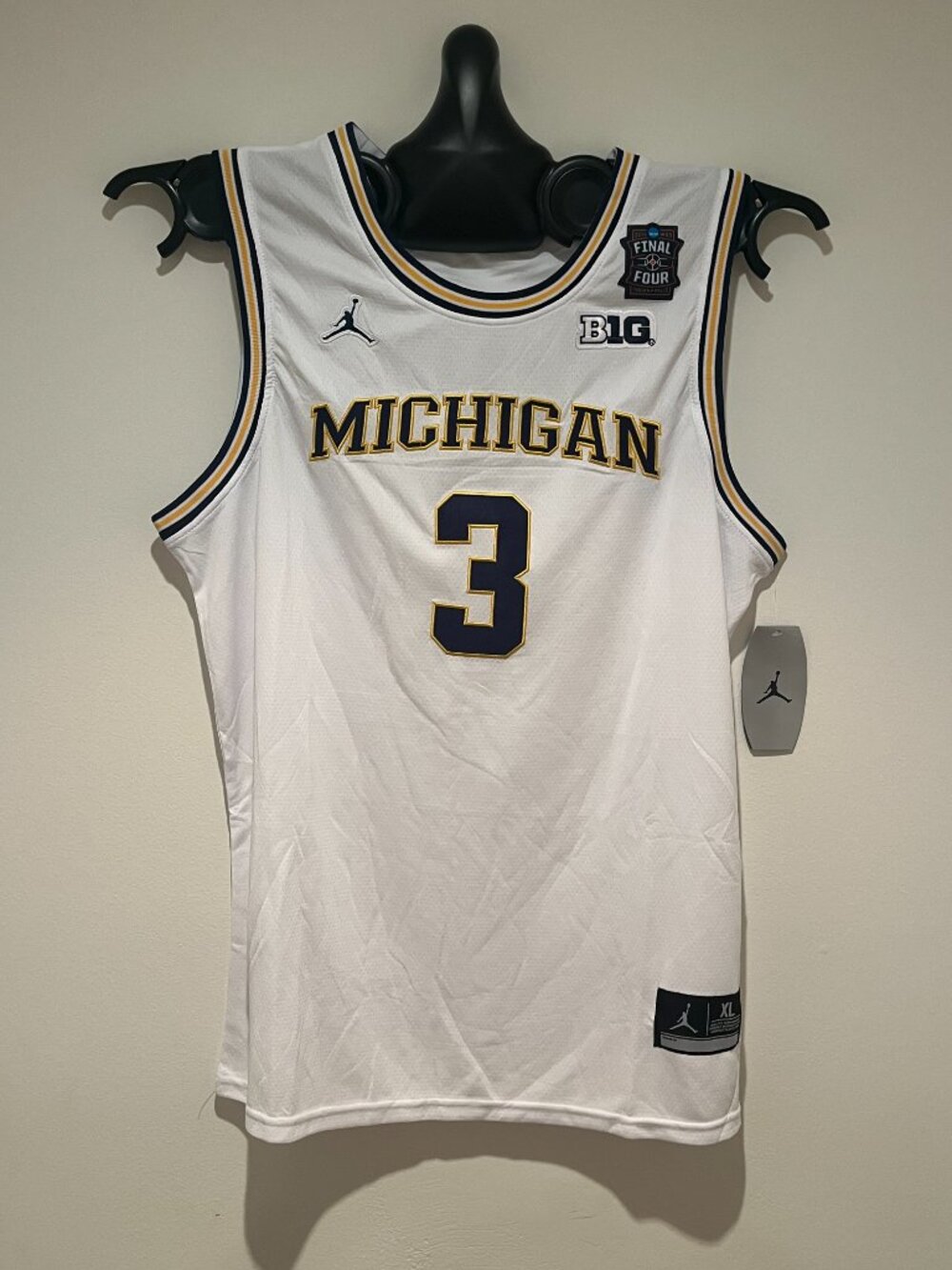 Elliot Cadeau #3 Michigan Wolverines 2026 Final Four White Jersey NWT Stitched